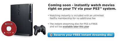 Netflix Instant Watch Coming to PS3, Support HD Streaming