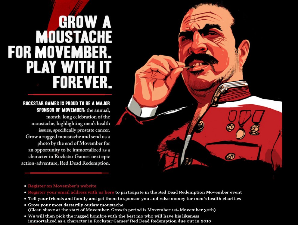 Sprout A 'Stache For Movember, Chance To Be In Red Dead Redemption