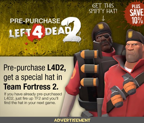 Pre-Order Left 4 Dead 2 Get a Hat for Team Fortress 2