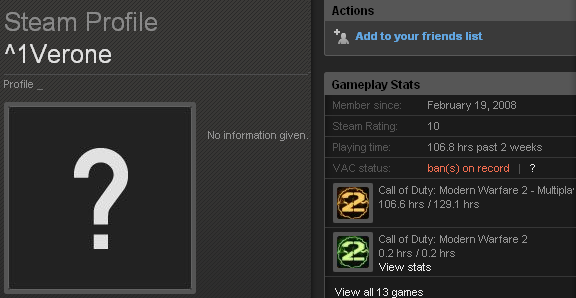Steam Bans 2,500 MW2 Cheaters