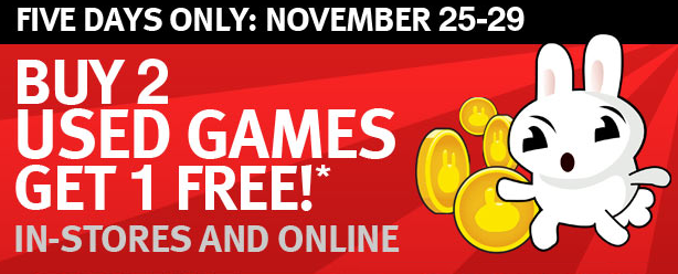 Gamestop Buy 2 Used Games Get 1 Free Starts Today